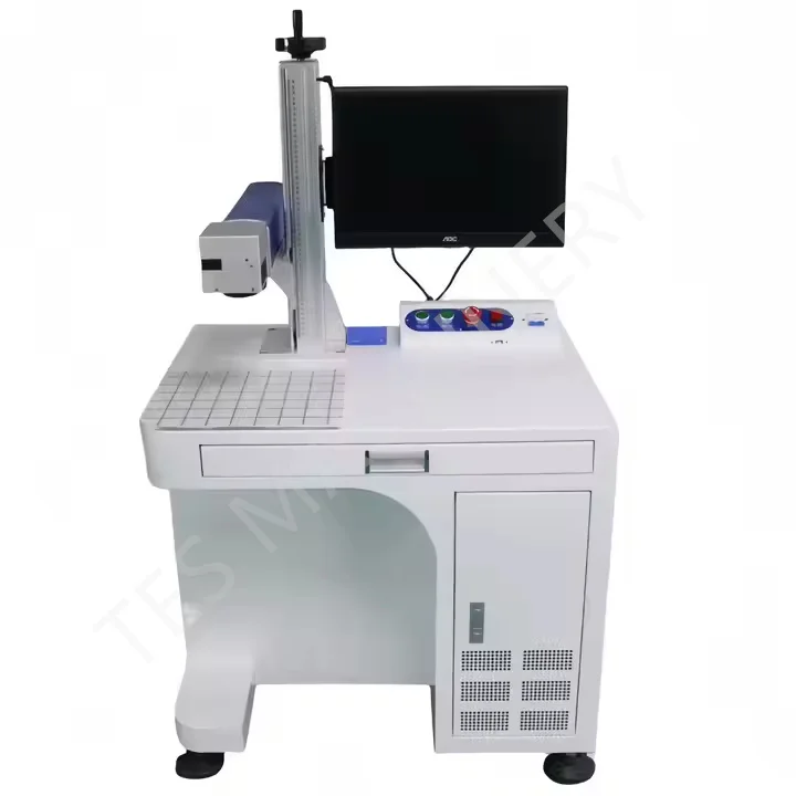 Auto focus cabinet integrated paper card plastic wood leather acrylic metal nameplate QR code date text laser engraving machine