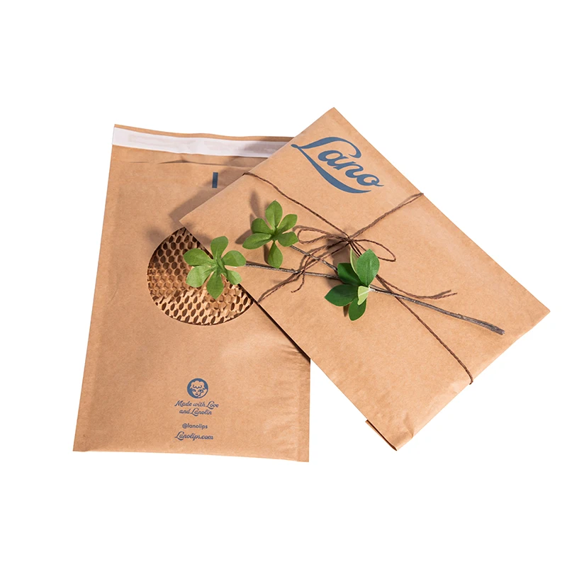 Compostable Kraft Paper Mailing Bags Cushioning  Honeycomb Padded Mailer For Electronic Products