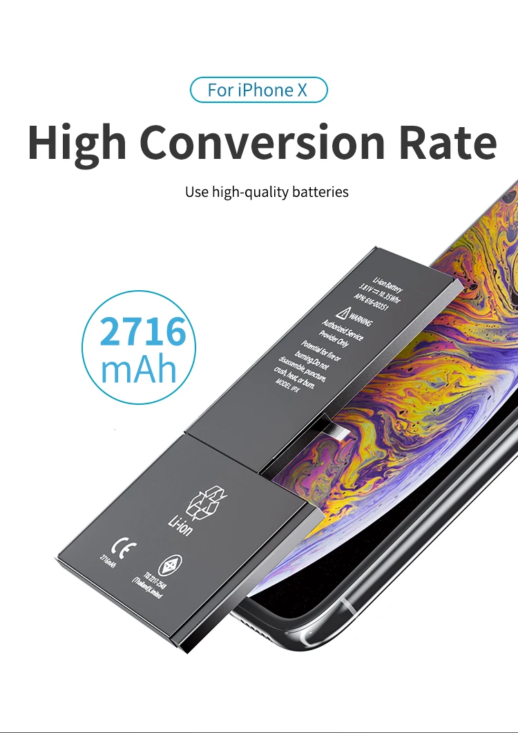 2024 oem for iPhone battery batterie replacement for iPhone 15 14 13 12 11 x xs xr pro max 8 7 6s plus mini se brand new 0 cycle