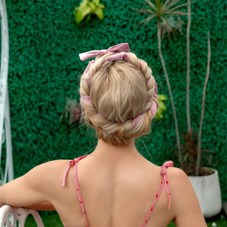 Multi-function heatless hair roller  velvet headband hair accessories filled cotton curl stick ribbon no heat hair curler