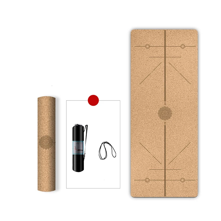 Fitness Thicken Non Slip No Smell Eco Natural Rubber Cork Yoga Mat With  Carry Starp