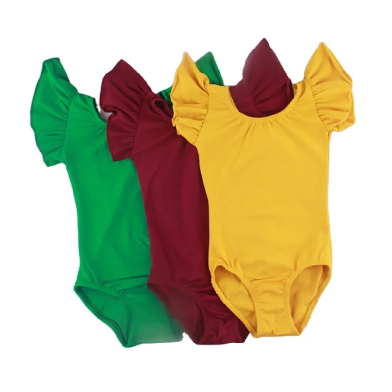 Wholesale Kid Training Wear Summer Lotus Sleeve Girls Thin Dance Ballet Rhythmic Gymnastics Leotard Training Wear