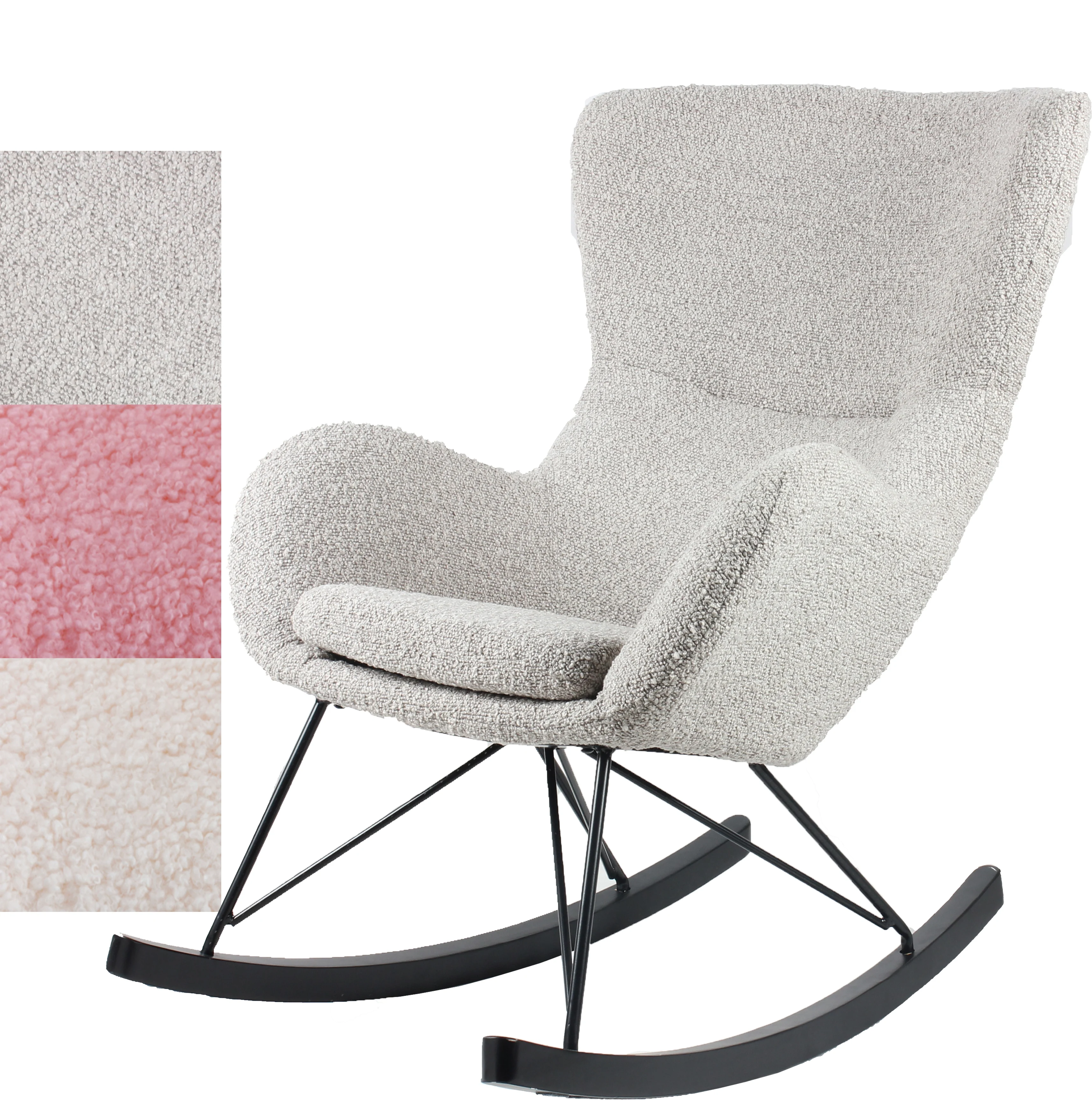 Amazon Hot Selling Lamb Wool With Solid Wood Frame Metal Legs Bedroom Accent Chair Rocking Chair