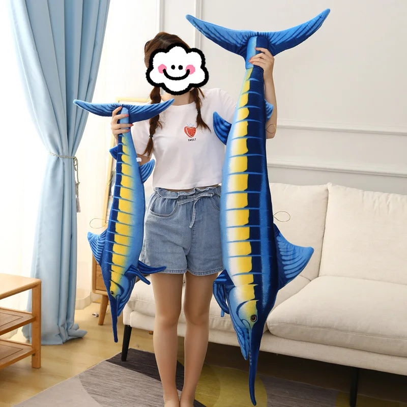 Custom Cute Blue Marlin marine animal plush toy stuffed animal toy fish plush doll tuna ocean doll Long throw pillow decoration