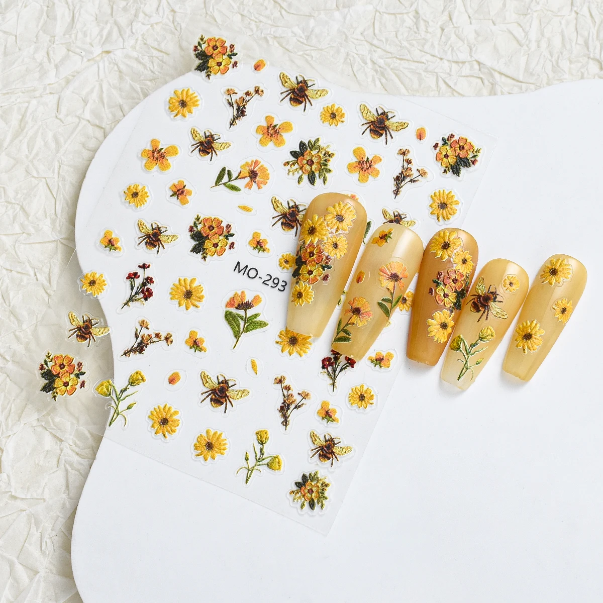 3D Bee Flowers Design Nail Decals Manicure Art Relief Bee Flower Nail Stickers