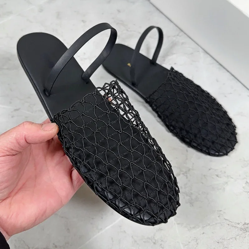 IDOIT Mesh Women Ballet Flats Shoes Summer Luxury Sandals Ladies Rome Leisure Round Toe Buckle Strap Women Pumps Loafers Shoes
