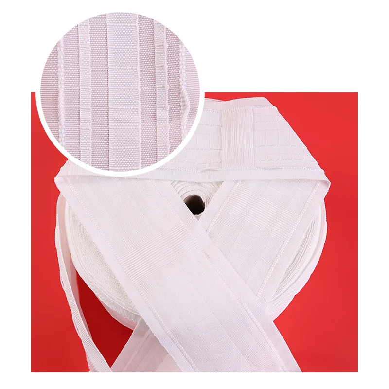2022 new trend white Opaque 8.9cm 100% polyester curtain tape for home use
