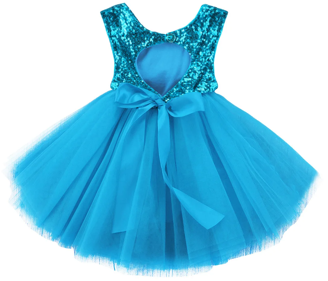 New fashion round neck sleeveless dress girls sequined mesh tutu princess girls dress for kids
