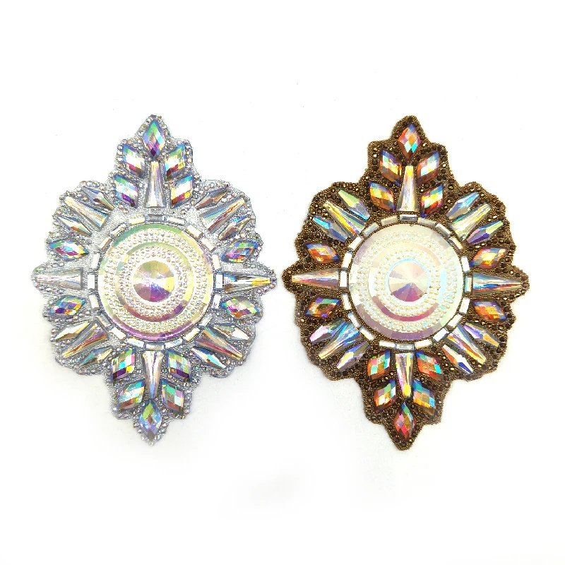 hot sale round nipple applique rhinestone patch diamante Iron On crystal motif appliques for samba dancing costumes decoration