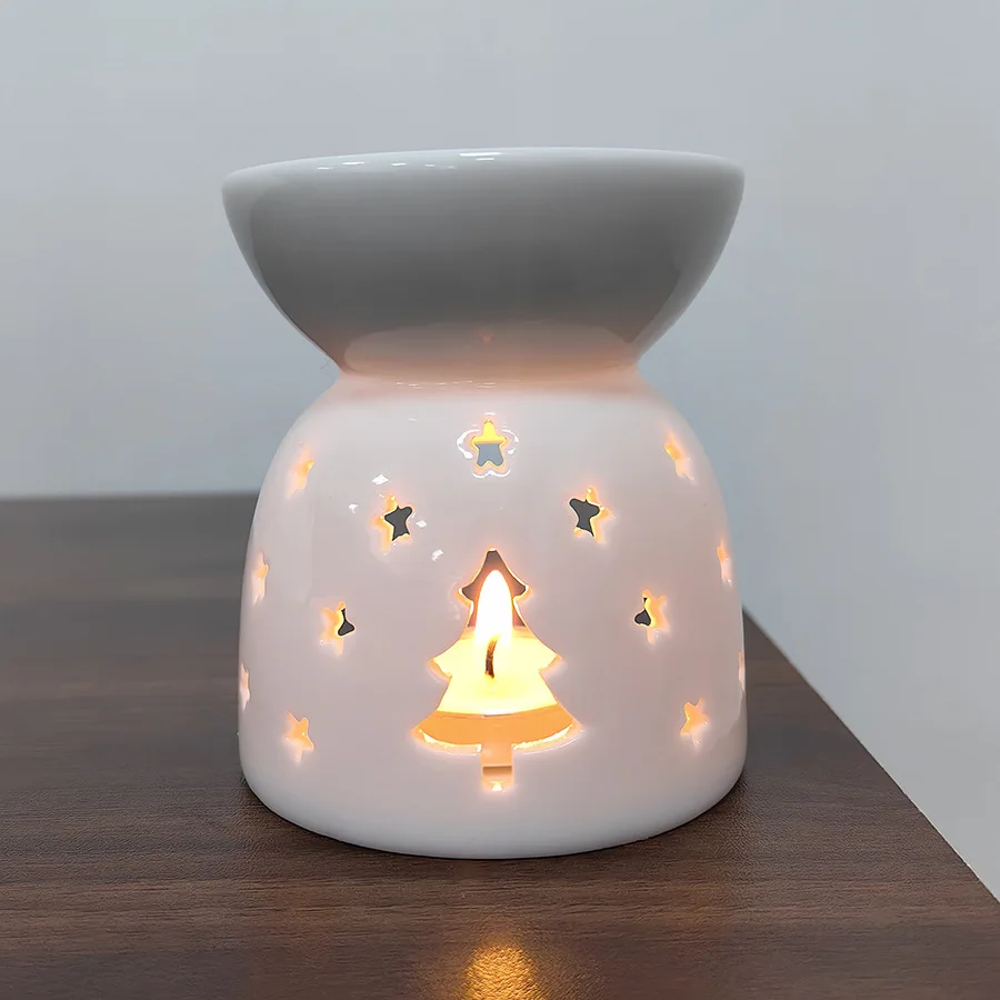 Cross border star and moon incense burner ceramic essence furnace candle aroma furnace oil lamp home Middle East candle holder
