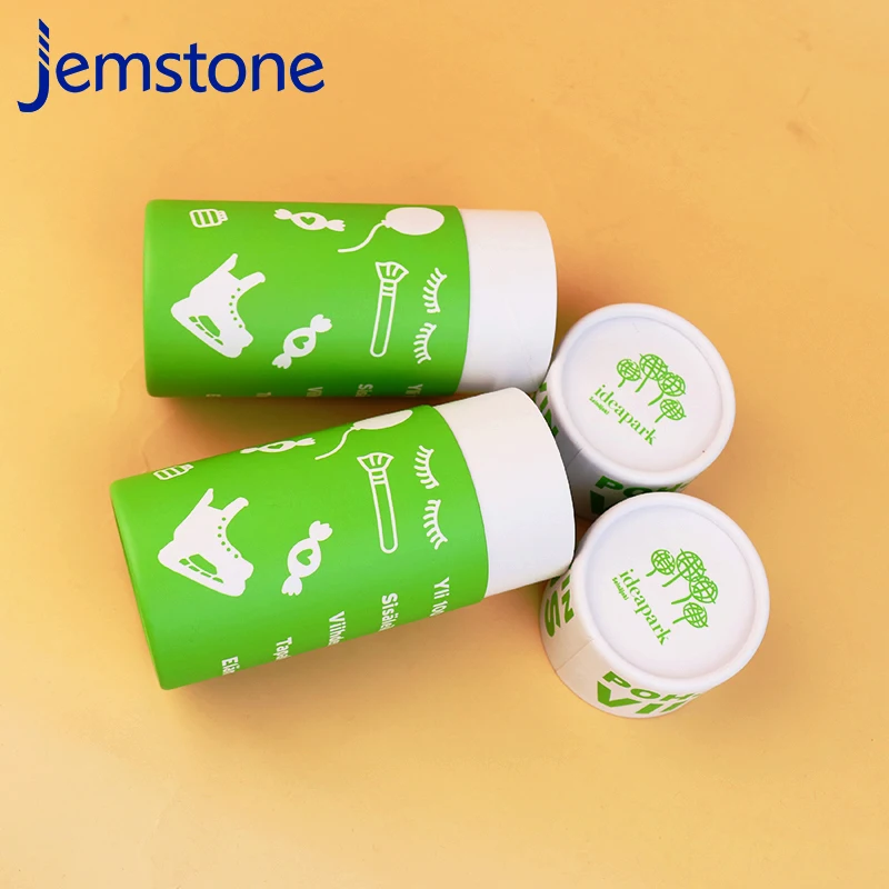 Custom Lamp Cardboard Paper Tube LED Light Green Box with Stamping Embossing Glossy Lamination Gold Foil Matt Lamination