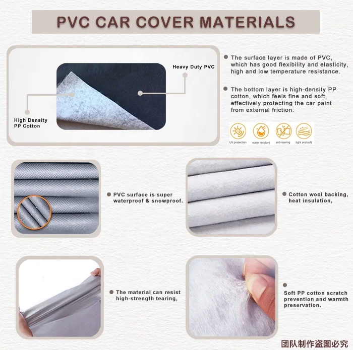 Universal Car Cover Auto Cloth PVC with cotton 210g & 250g SUV Protection Side Zipper Night Reflective Waterproof 160~225 inch