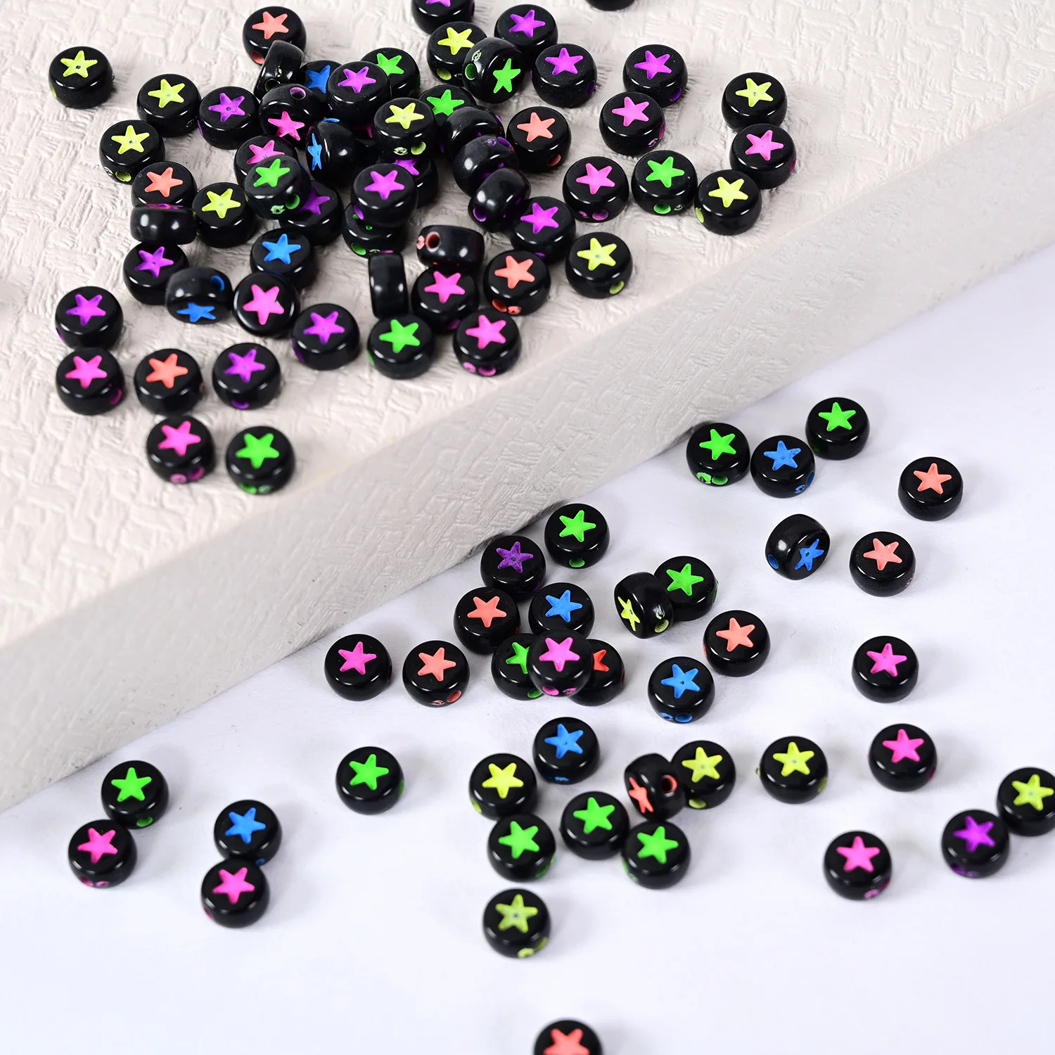 bracelet bead  black cute fashion star symbol round Beads Wholesale Price for Acrylic Beads For DIY bracelet & jewelry making