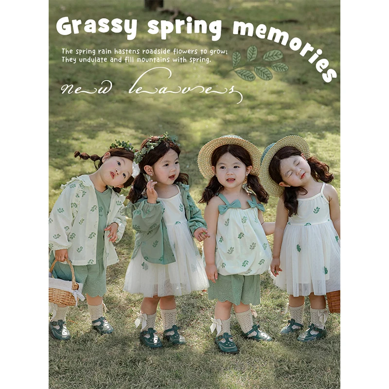 custom children clothing  T-shirt Casual Jacket kids Skirt Simple pants Versatile  shorts Loose Top Set girls clothes set