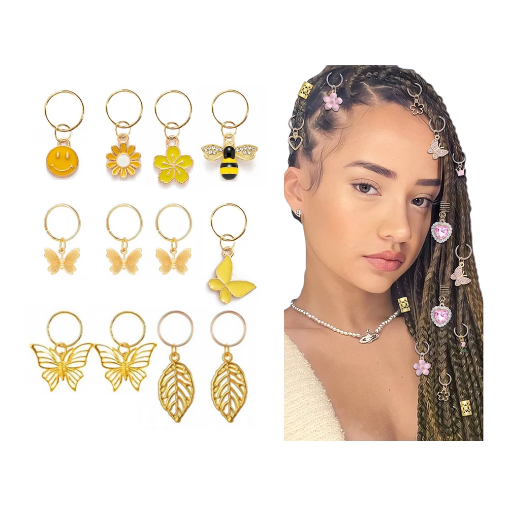 Shinein Dreadlock манжеты Loc ювелирные кольца тесьма зажимы кулон металлическая Золотая Бабочка крючком аксессуары прелести