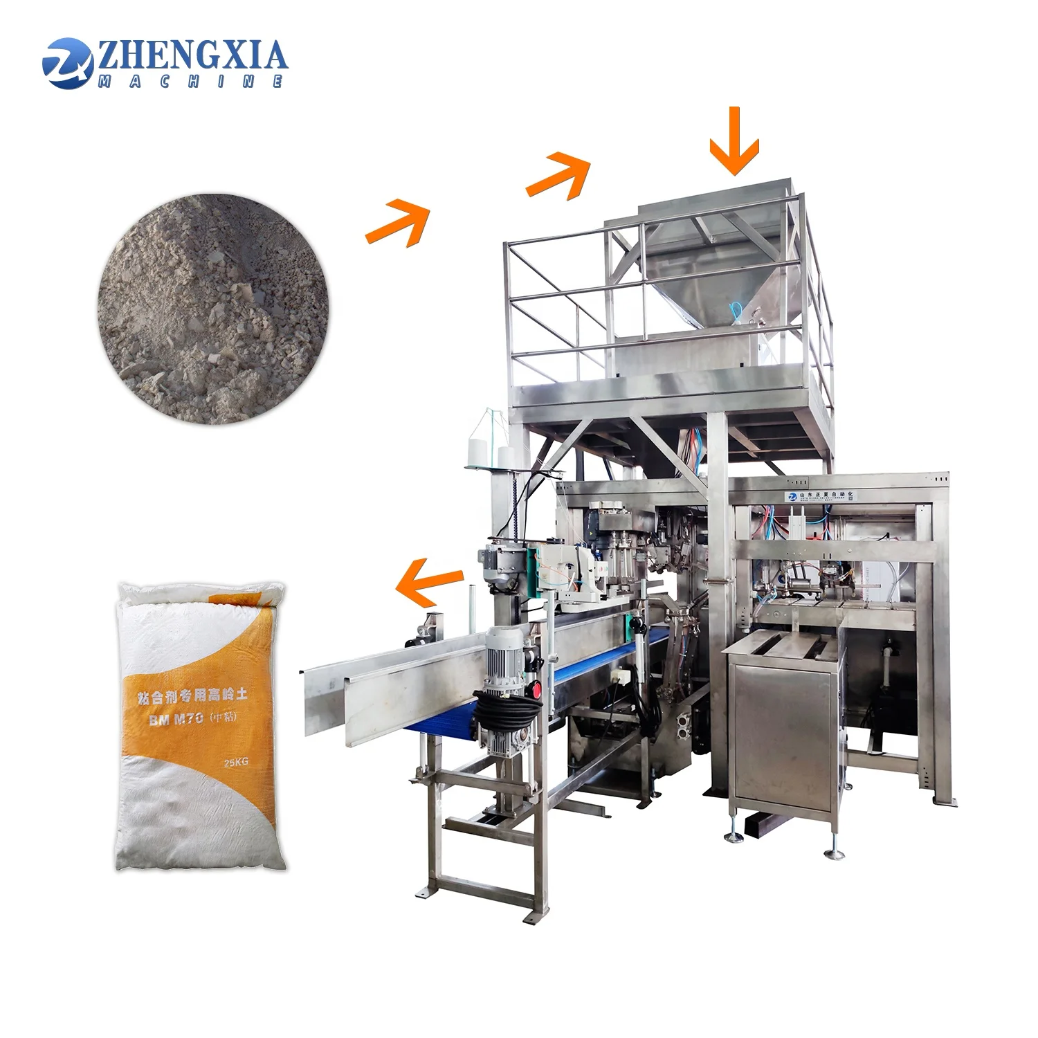 Fully Auto 5kg 25kg 50kg River Sand Kaolin Clay Feed Weighing Rapeseed Fertilizer Bagging Packing Machine