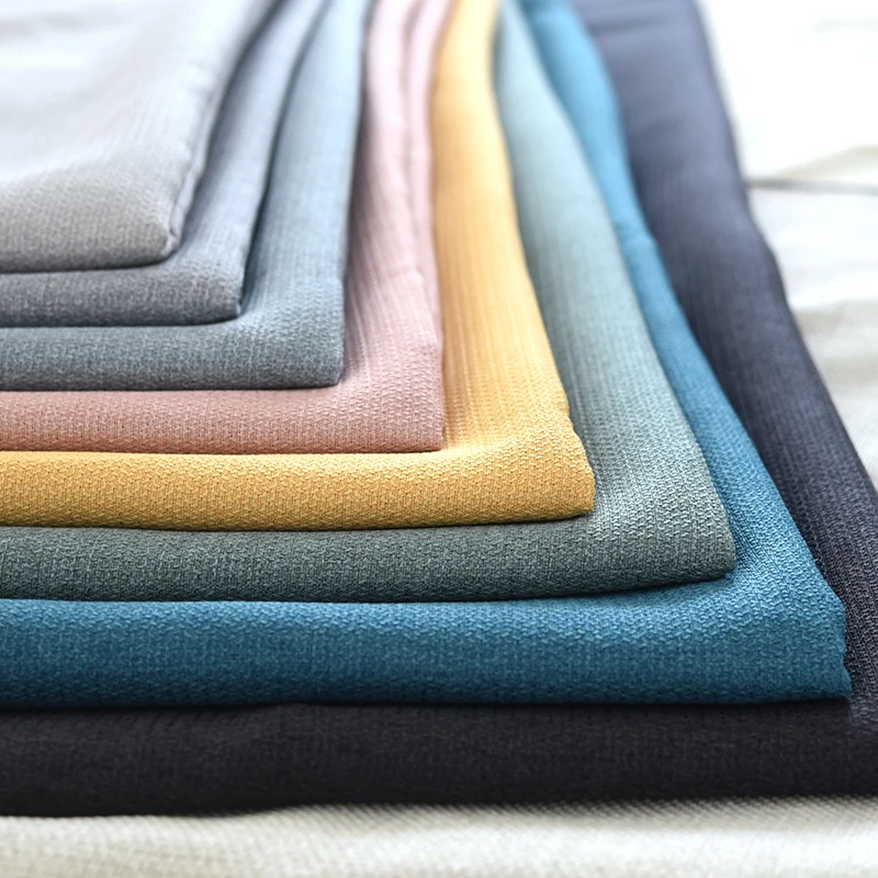 Hotel office Darkening Drapes fabric noise Reducing Heavy Linen look Blackout Window Home Textile polyester fabric for Curtains