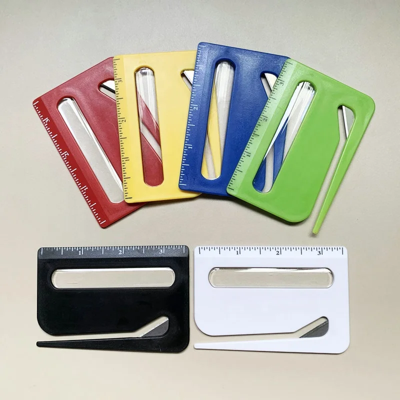 Customized Logo Printed plastic carton safety opener knife with the magnifier Durable Envelope opener knife for promotion
