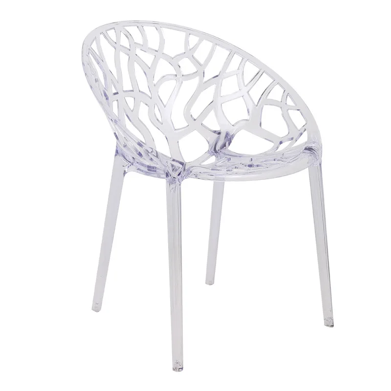 Spanish design black leaf shape hollow back stackable living room furniture dining chair