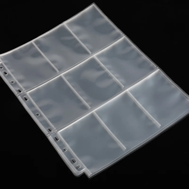 11 Ring Pouch Filing Album Double-Sided Trading Card Pages Sleeves For Top Loading 9 Pocket Pages Clear Plastic Game Card
