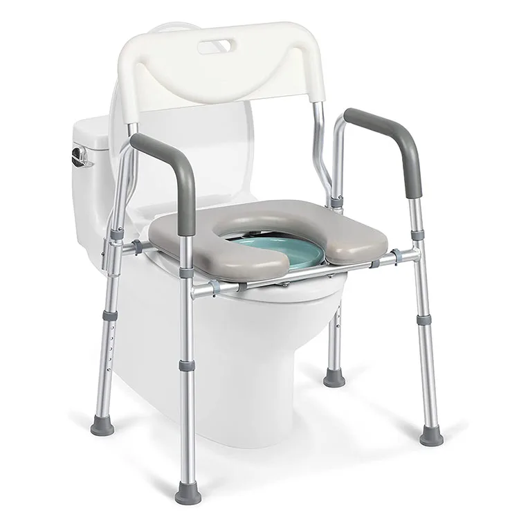4-in-1 Adjustable Portable Bathroom Chair Raised Toilet Seat with Handle and bidet for Adult,Senior,Disabled
