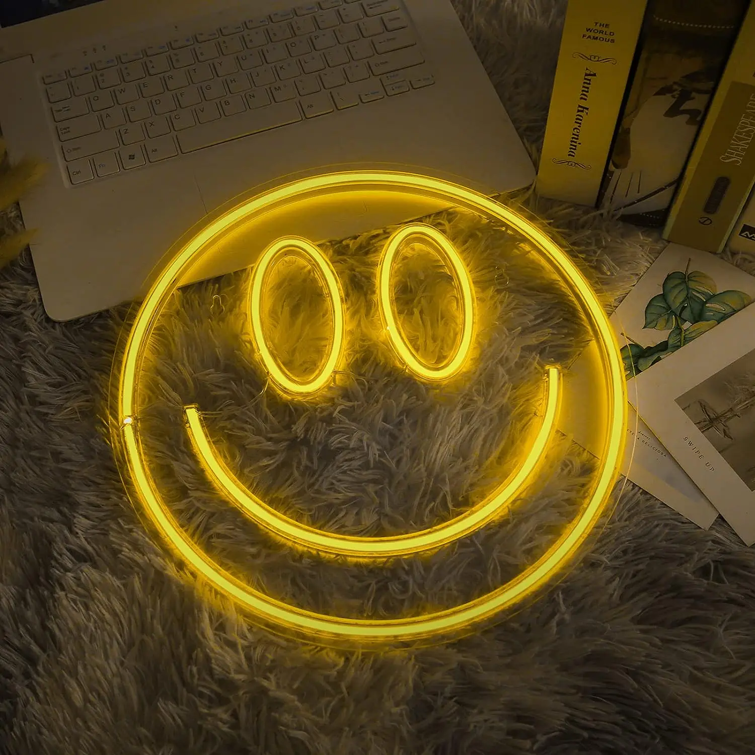 Weicao Smile Face Led Neon Sign 5V USB Gaming Neon Signs Night Lights for Kids Room Wedding Birthday Party