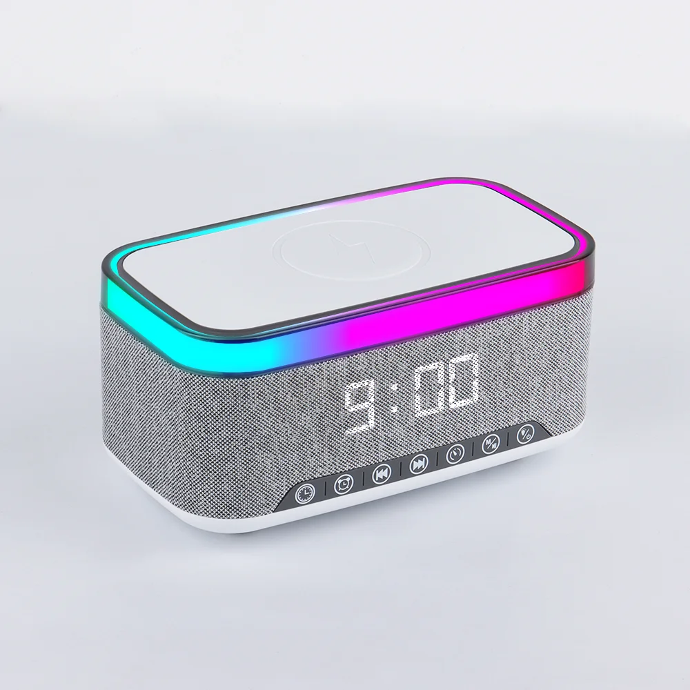 Лучшие продажи 2024 5 Вт * 2 динамик RGB свет беспроводной динамик с телефоном Беспроводная подставка для зарядного устройства