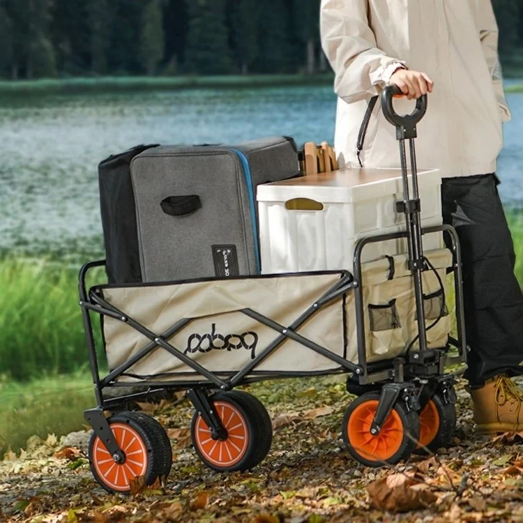 Electric Powered Folding Hand Truck Outdoor Utility Wagon Garden Cart Camping Wagon with Off-Road Wheels and Adjustable Handle