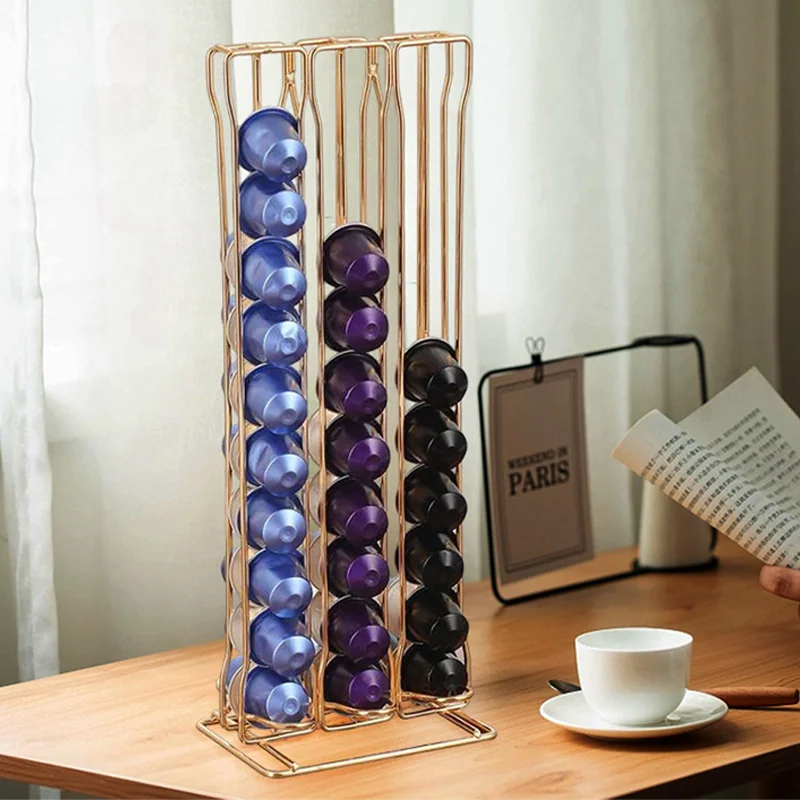 Coffee Machine Accessories Storage Tray Coffee Capsule Holder Black Iron Capsules Double Sided Coffee Pod Storage Rack