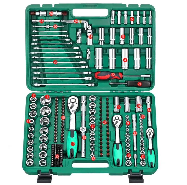 sockets wrench 216 piece car hand tools for automotive mechanics box set garage workbench