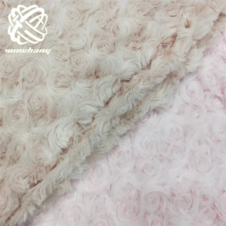 Keqiao Factory Lowest Wholesale Price Rose Wreath Style Pattern Short Fur Faux Rabbit Fur Plush Fabric For Garment Toy Bag