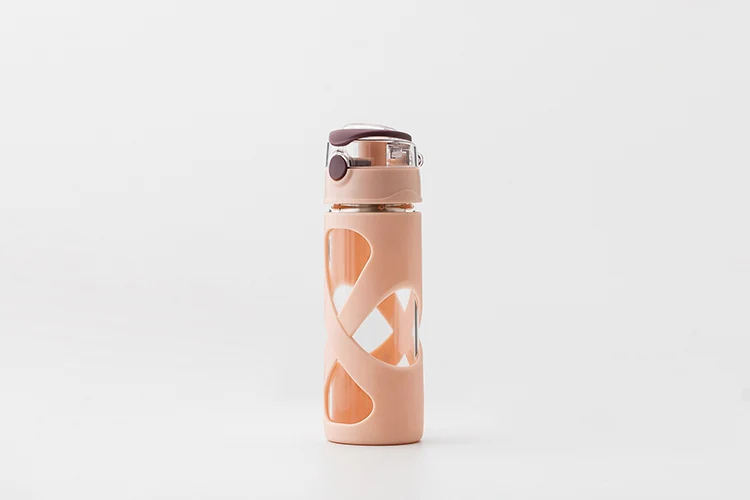 Unbreakable double wall bottle 500ml, borosilicate sports glass bottle water