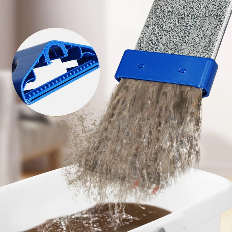 Jesun Hands Free Magic Squeeze Dry Wet Dual-use Washing Lazy Floor Flat Mop