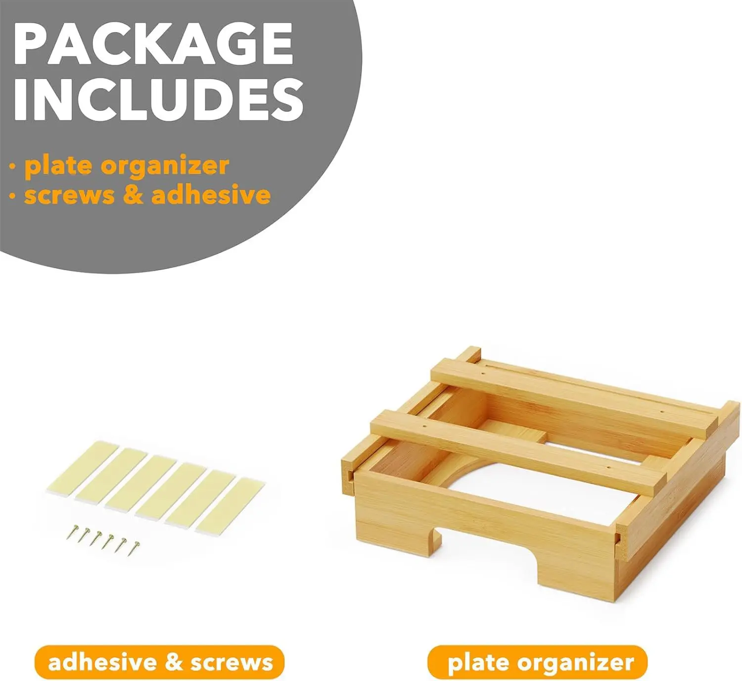 Kitchen Counter 10-inch Vertical Paper Plate Dispenser Holders Under Cabinet Bamboo Wooden Plates Storage Organizer Rack