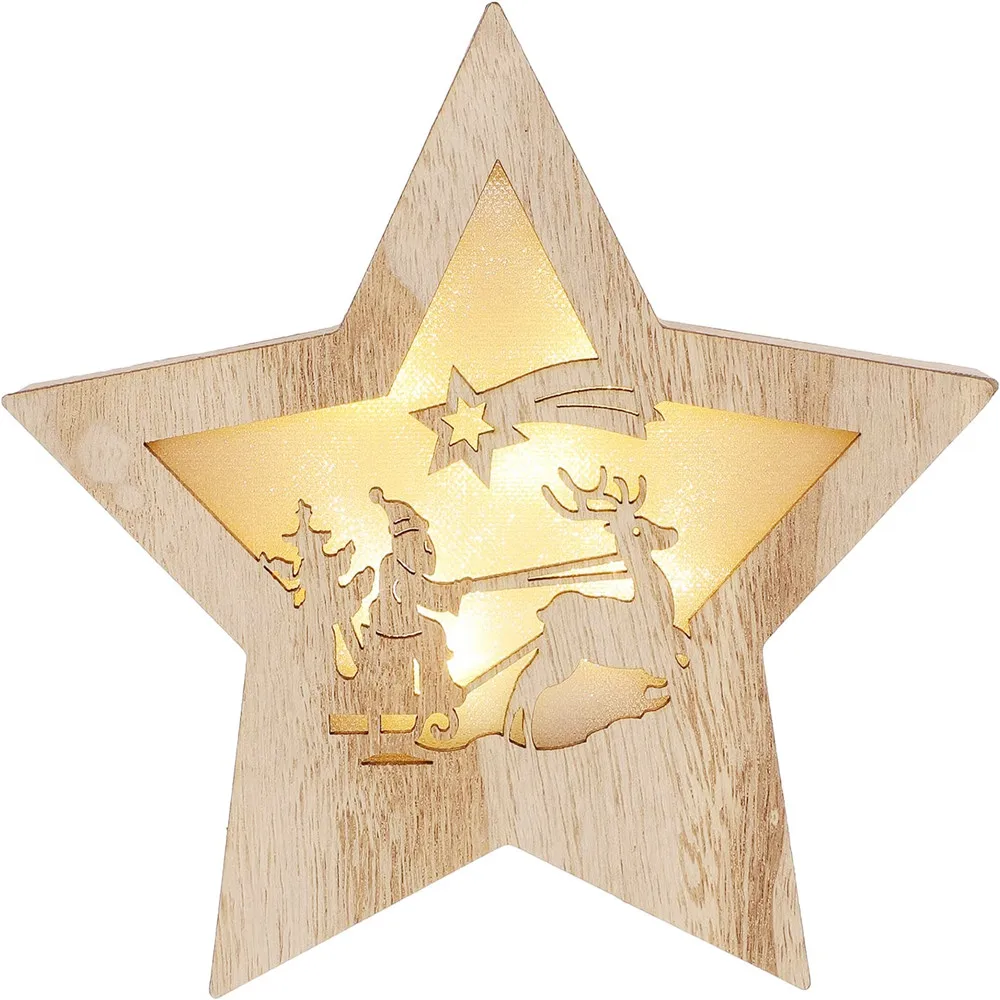 Hot sale Christmas decorations luminous LED wooden ornament home decor wooden craft with led