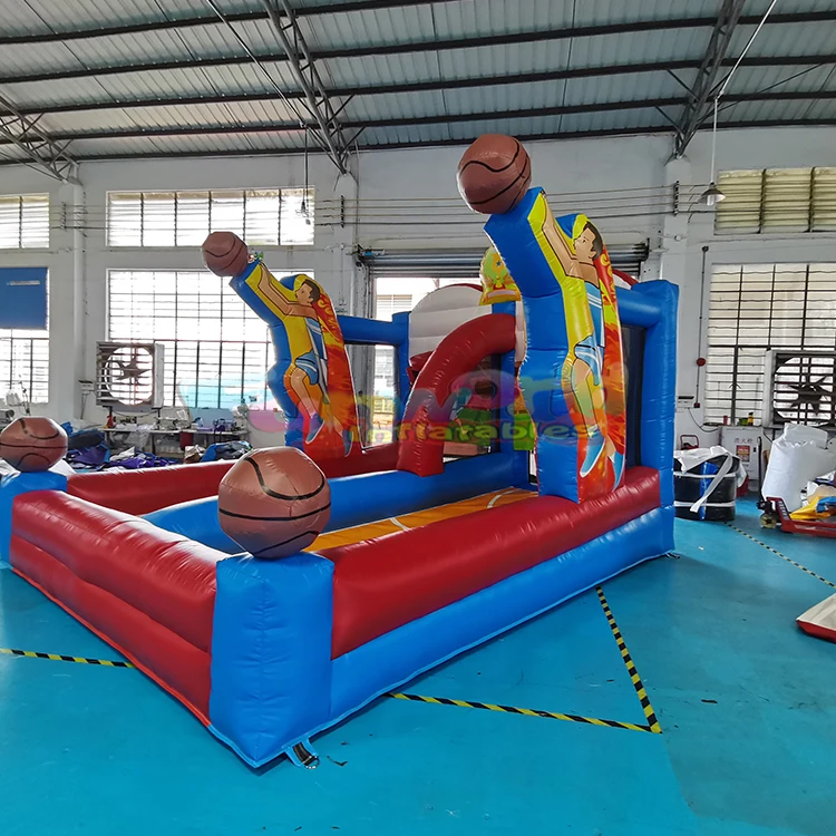 Inflatable sport games carnival ball party outdoor air bouncer inflatable basketball 4 shooting games for sale
