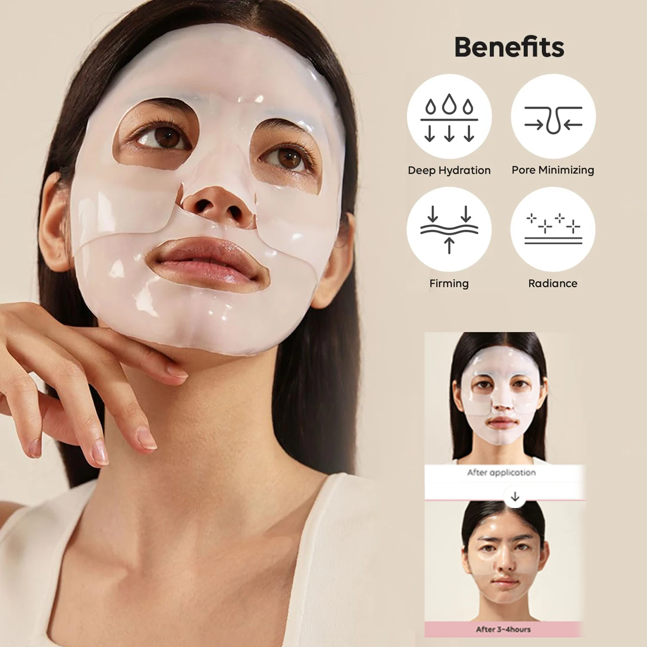 Oem Hydrogel White Bio-Collagen Facial Mask 3 Hour Peel Off Disposable Anti Wrinkle Firming Overnight Sleeping Facial Sheet Mask