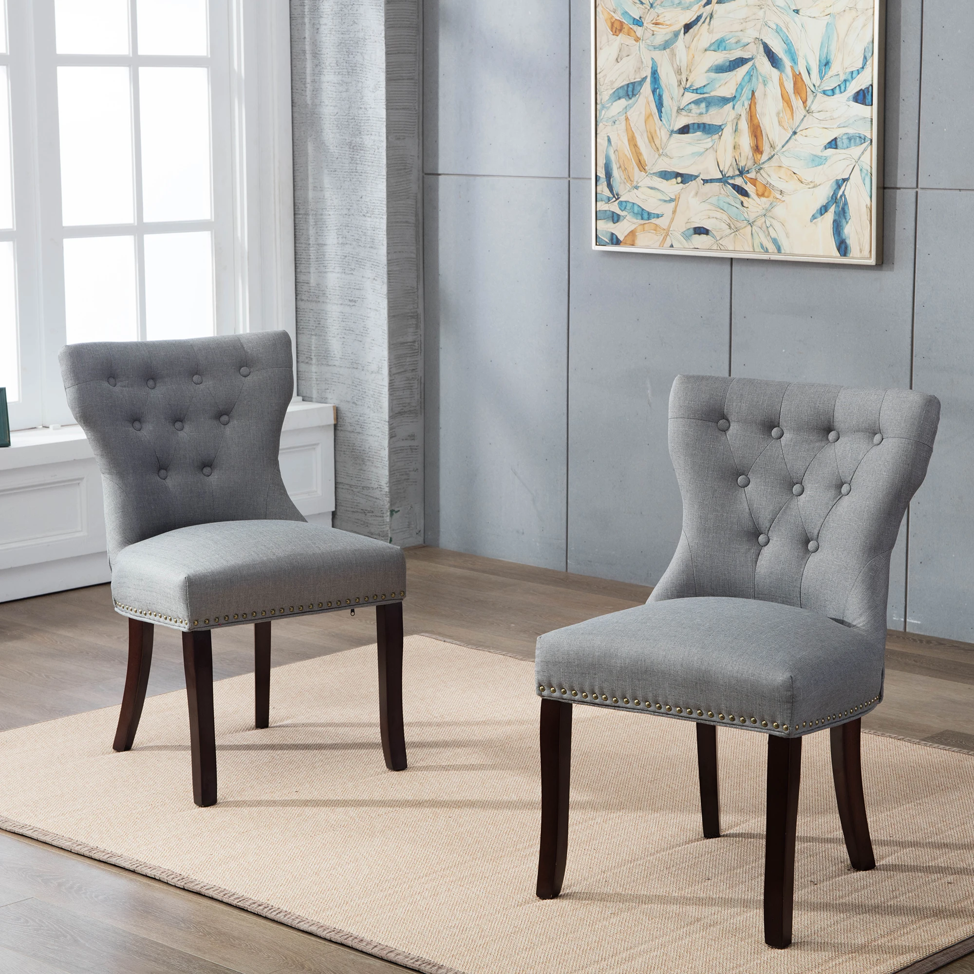 Hot Sale Modern Luxury Home Furniture Dinning Room Chairs with Curved Wing Back Big Size Comedor Dining Chair