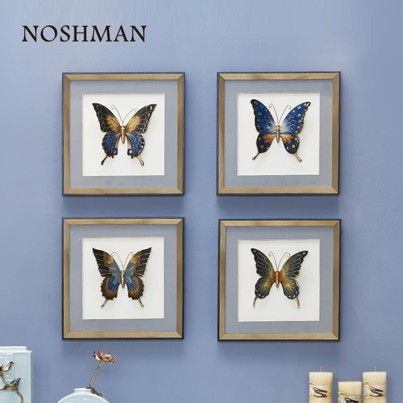 Modern Hotel Decor Hand Painted Abstract luxury home decorative enamel butterfly Animal Painting Wall Art