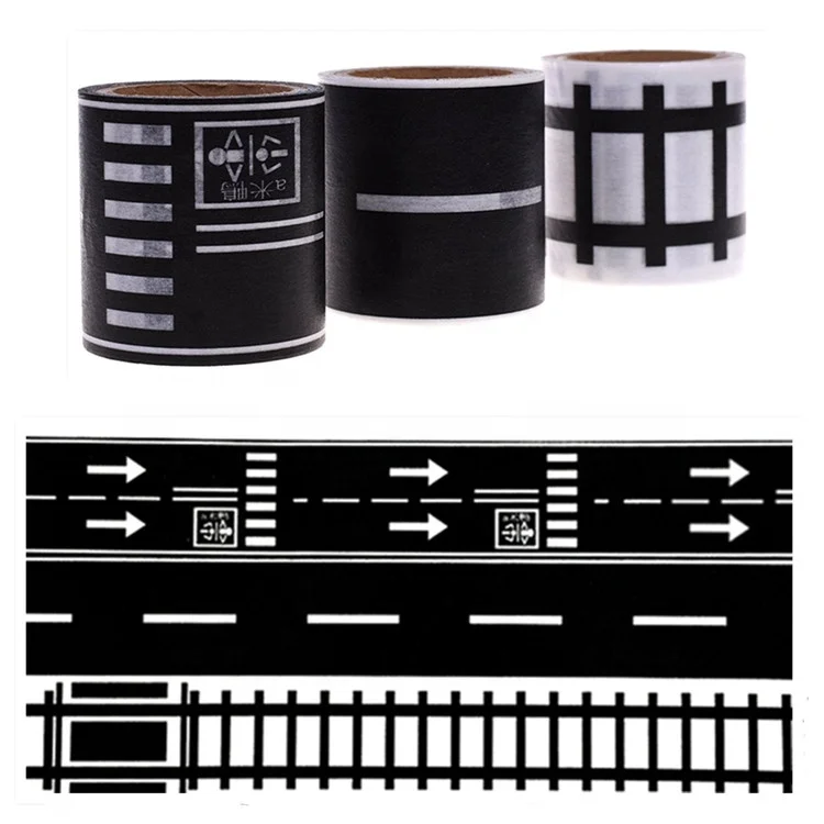 Hybsk Free sample Washi Tape DIY Trains Railways Road Tape for Toy Cars