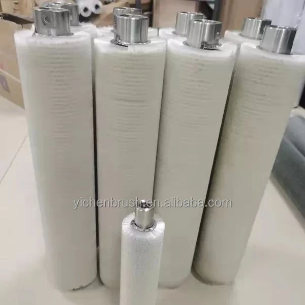 Photoelectric Glass Cleaning Machine Brush Rubber Roller , Corrosion Resistant Cylindrical Roller Brush