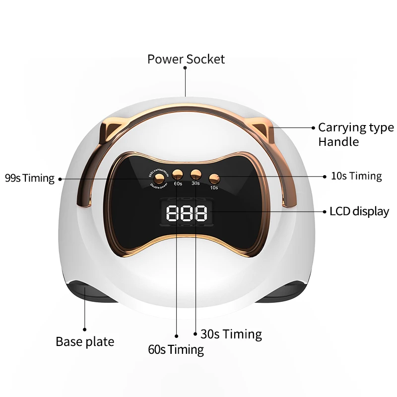 UV LED Nail Lamp Nail Dryer 120W Faster Gel Polish Machine Professional Curing Light with 4 Timer Setting for DIY Nail Art