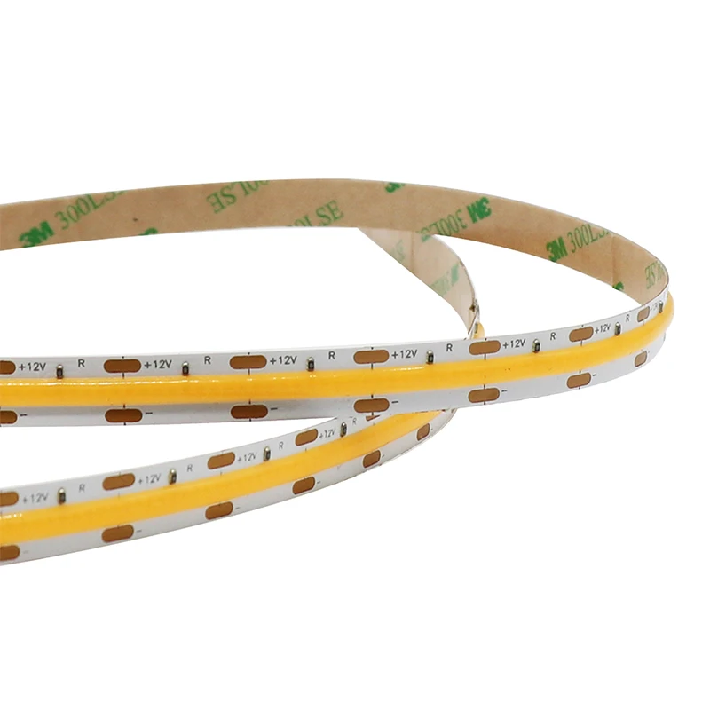 Hot sales 90Ra CE ROHS 12 vdc 24V 504 PCS 10W/M  2700K warm white cob fob led strip light strips for advertising backlight