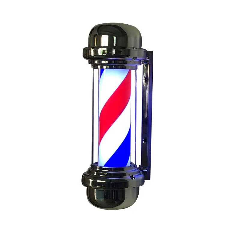 Hair Salon Lamp 22.8 Inch Wall Rotating Weather Proof LED Salon Light Red White Blue Stripes Barber Shop Pole