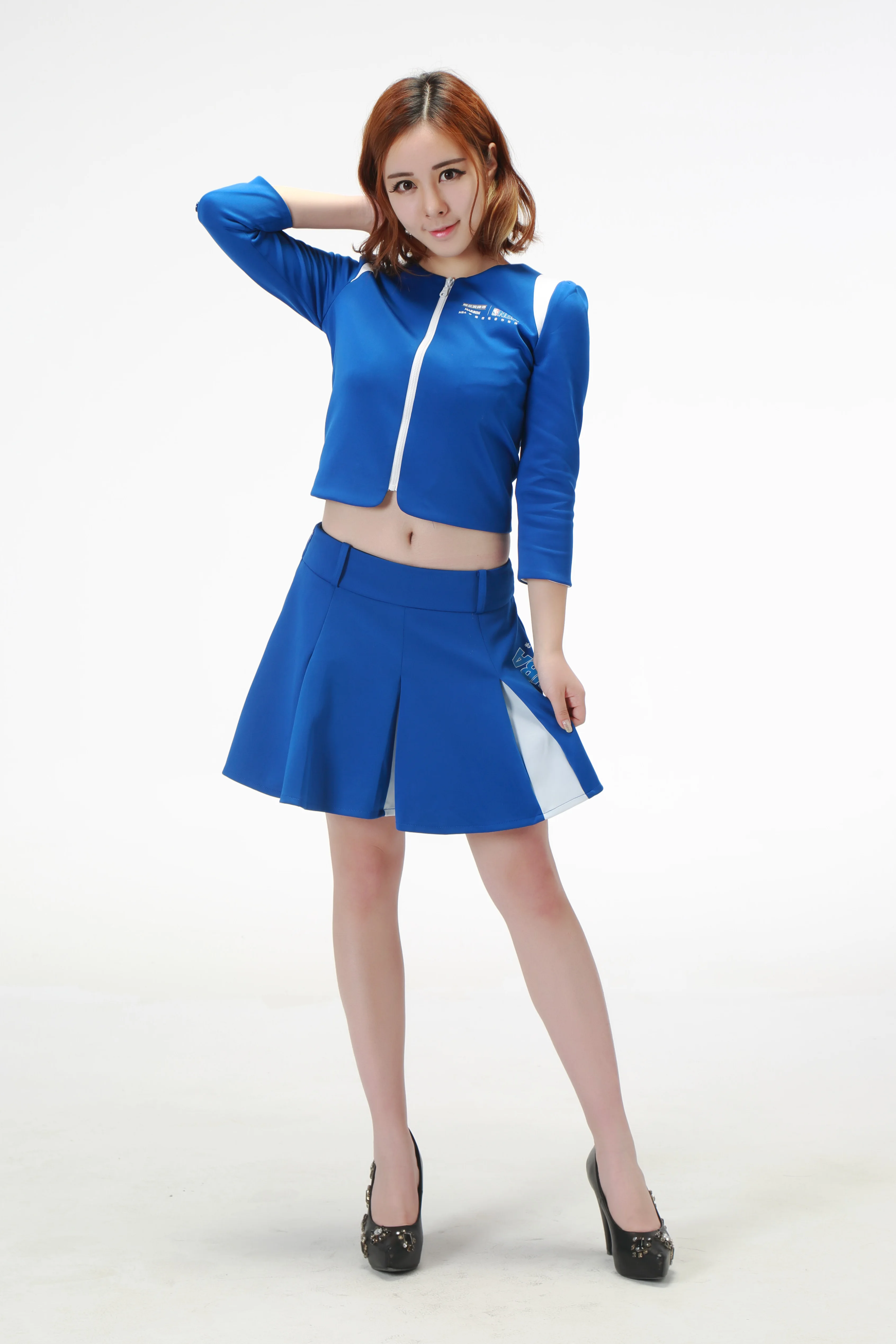 100% Polyester Women Skirt Promotion Uniforms Custom Blue Skirt