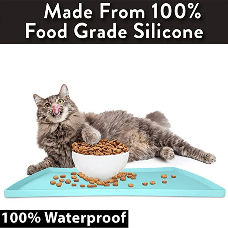 Nonslip Pet Food Mat Washable Silicone Dog Bowl Mat Waterproof Dog Food Mats for Floors