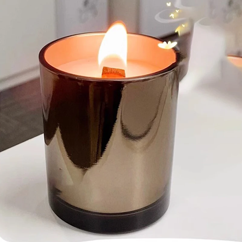 bulk cylinder electroplated 220ml  round bottom aura candle vessels for candle making