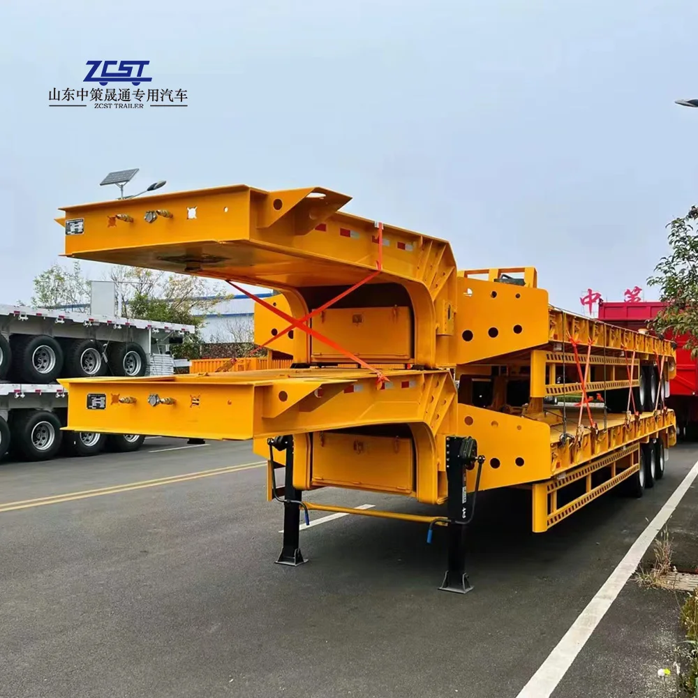 Heavy Duty Construction Lowbed Drop Deck Trailer 40ton 50ton 60ton Low Loader Truck Trailer
