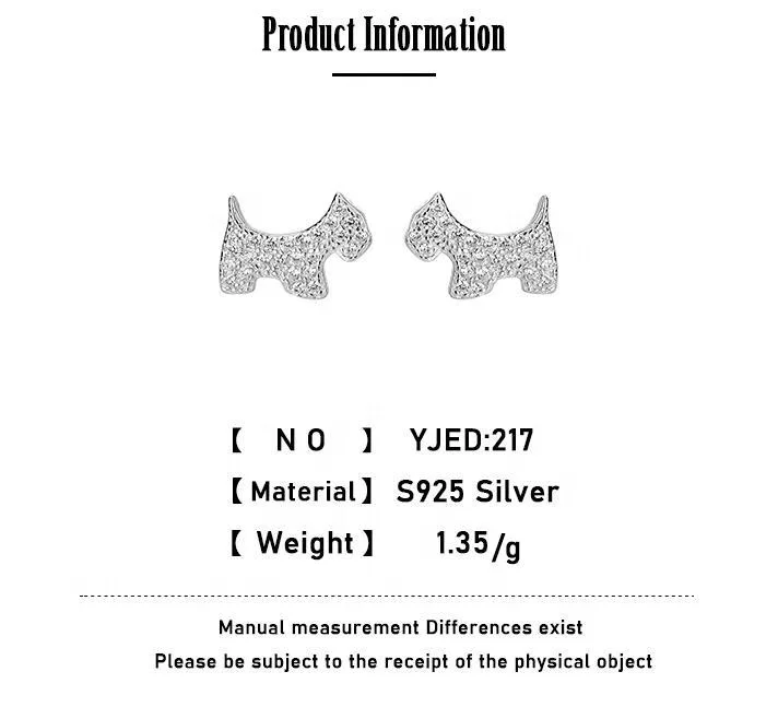 Exquisite 925 Sterling Silver Zircon Cute Puppy Dog Minimalist Animal Women 2021 New Trend Jewelry Cute Earrings