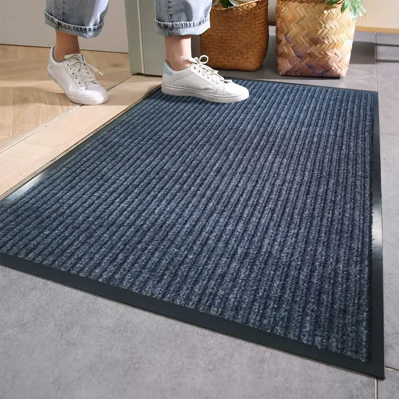 PVC double stripe non-slip absorbent foot Commercial hotel door carpet floor entry mat